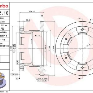 Brzdový kotouč BREMBO 08.7772.10 Brzdový kotouč BREMBO 08.7772.10