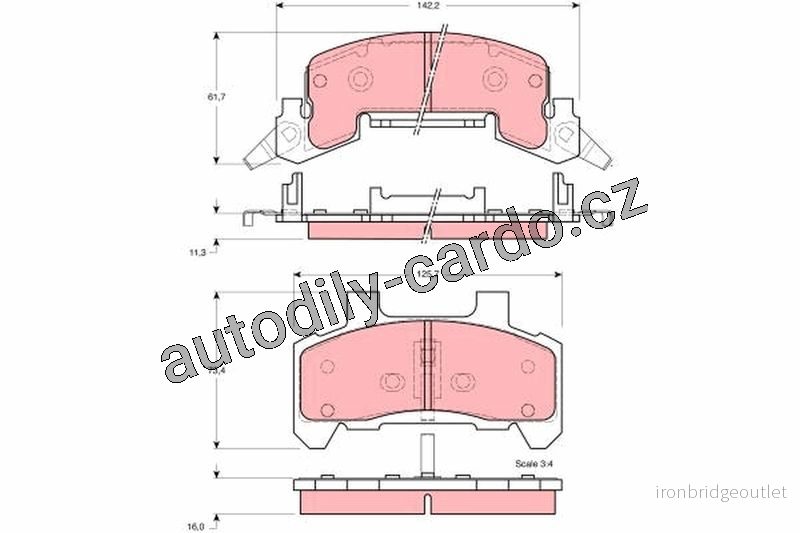 Sada brzdových destiček TRW GDB4028 - CHEVROLET BERETTA 87-91