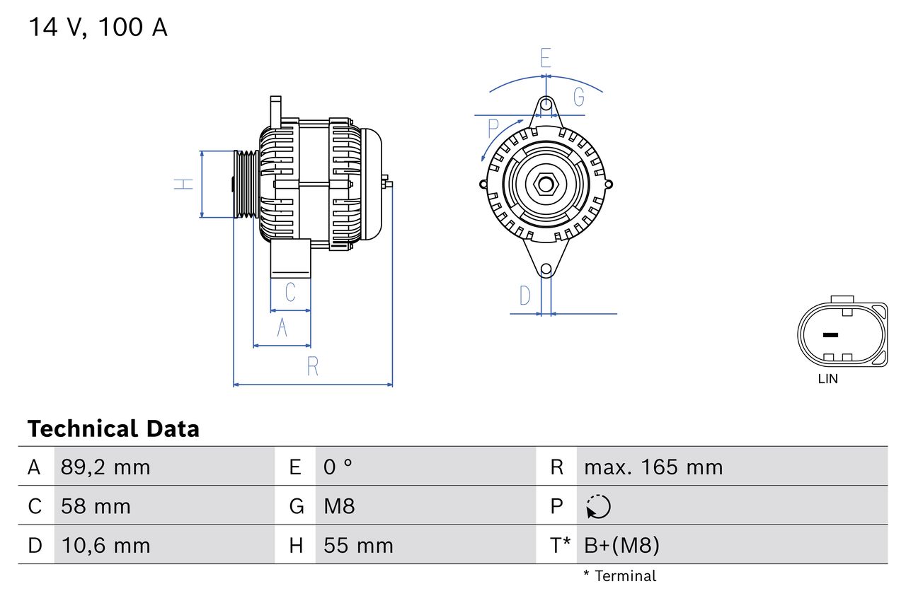 BO 0986086500 Alternátor BOSCH - výměnný díl 469843