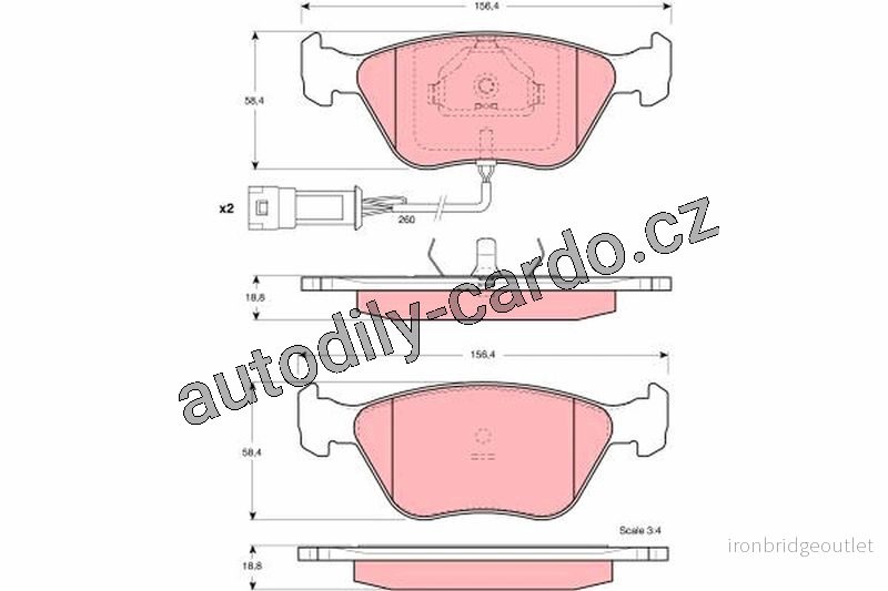 Sada brzdových destiček TRW GDB1192 - FORD SIERRA