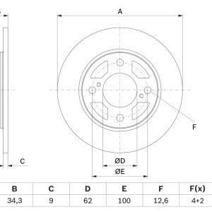 BO 0986479F38 Brzdový kotouč BOSCH – lakovaný