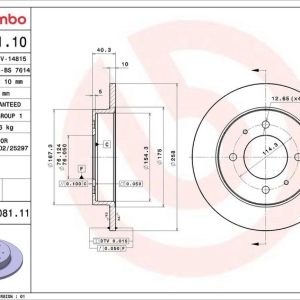 Brzdový kotouč BREMBO 08.9081.10 Brzdový kotouč BREMBO 08.9081.10