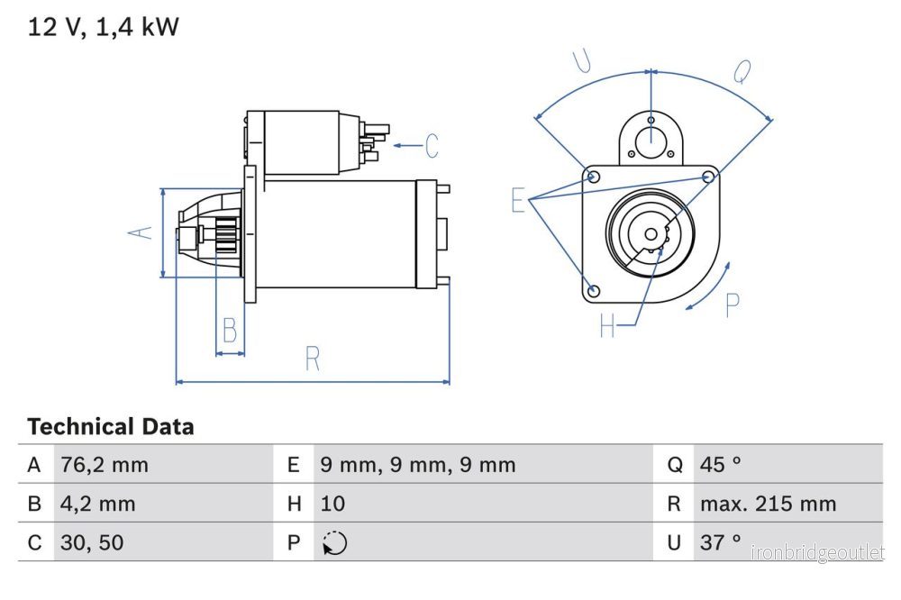 BO 0986025670 Startér BOSCH-výměnný díl