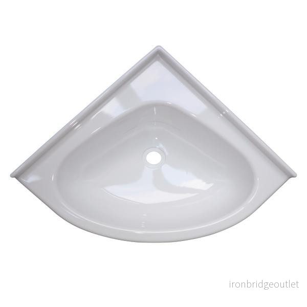 Umyvadlo rohové plastové Mini oválné 345 × 345 mm bílé polystyren odtok typ B 309163