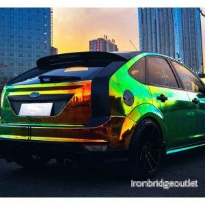 Vzorek - Chromovaná laserová oranžová polepová fólie 10x20cm - interiér/exteriér ILF11-vz