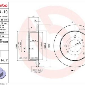 Brzdový kotouč BREMBO 08.A114.11 Brzdový kotouč BREMBO 08.A114.11