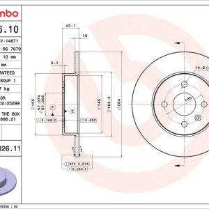 Brzdový kotouč BREMBO 08.9826.10 Brzdový kotouč BREMBO 08.9826.10