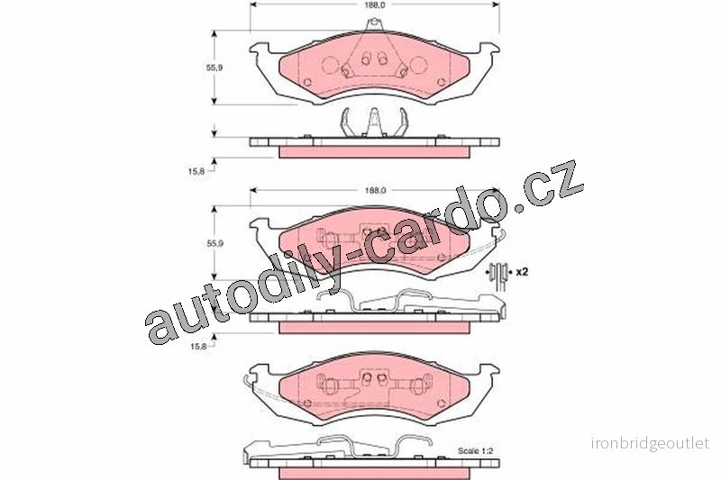 Sada brzdových destiček TRW GDB4032 - FORD THUNDERBIRD 89-92