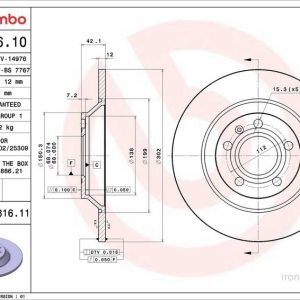 Brzdový kotouč BREMBO 08.A816.10 Brzdový kotouč BREMBO 08.A816.10