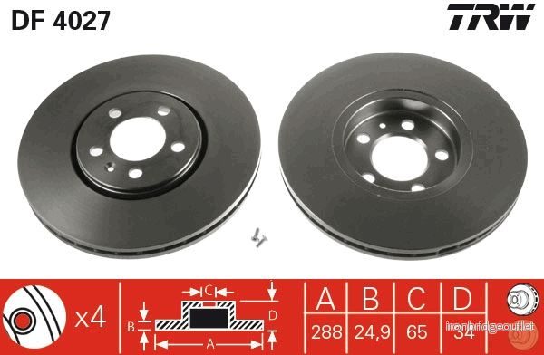 TR DF4027 Brzdový kotouč TRW - lakovaný