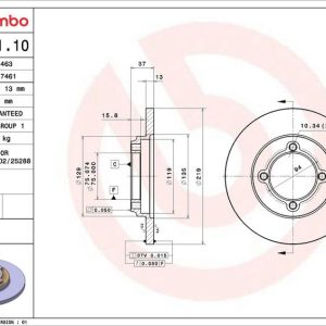 Brzdový kotouč BREMBO 08.5741.10