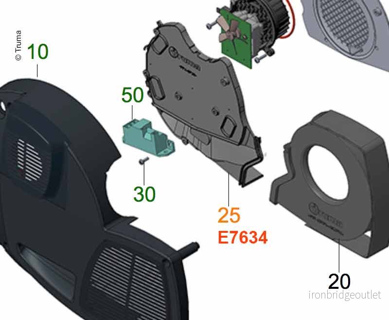 Víko cirkulačního ventilátoru levé pro kombinovaná topení Combi a C-řady Truma pro karavany a obytné vozy 315887