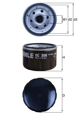 MH OC306 Olejový filtr MAHLE