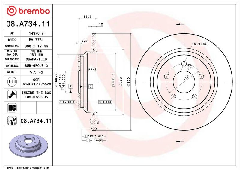 Brzdový kotouč BREMBO 08.A734.11