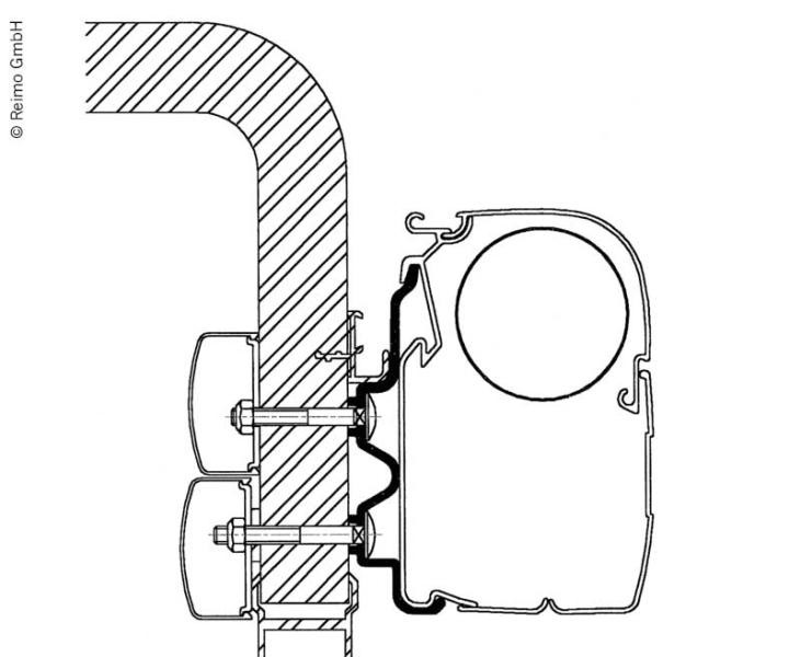 Nástěnný adaptér Thule pro markýzu na Hymer C-Class 99 / Exsis (délka 300 cm) 315133