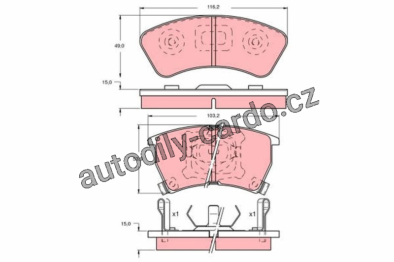 Sada brzdových destiček TRW GDB735 - MAZDA
