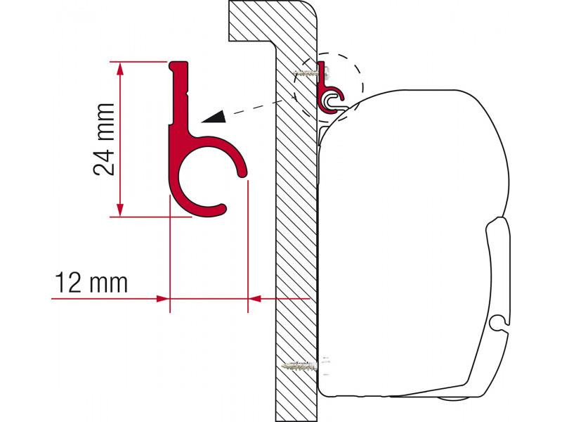 Profil střešní vodicí lišta délka 400 cm pro kazetové markýzy Fiamma F65 pro obytná auta a karavany 311457