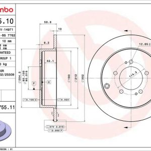 Brzdový kotouč BREMBO 08.A755.11 Brzdový kotouč BREMBO 08.A755.11