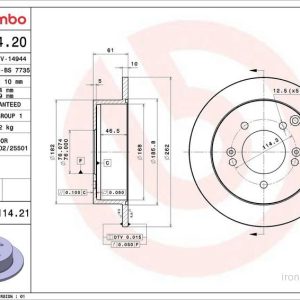 Brzdový kotouč BREMBO 08.A114.20 Brzdový kotouč BREMBO 08.A114.20