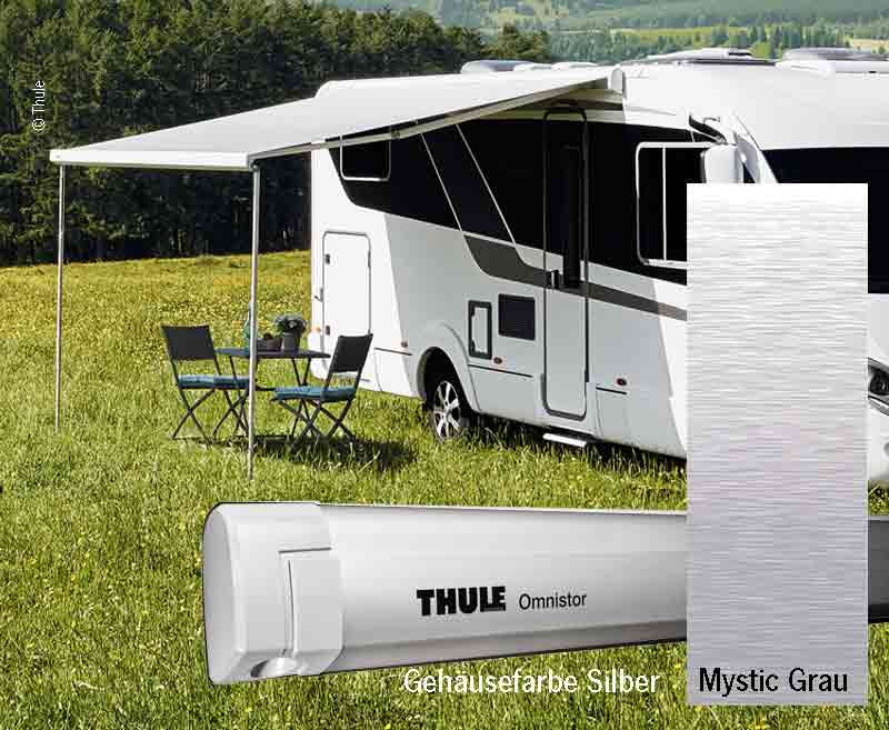 Markýza nástěnná kazetová Thule Omnistor 5200 3,5 m (stříbrné pouzdro, šedá Mystic Grey, výsuv 2,5 m) 312456