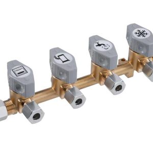 Rozdělovač plynový čtyřcestný GOK DSV, vstup 10 mm, 4 výstupy 8 mm, max. tlak 5 bar, se samostatnými uzavíracími ventily 305319 Rozdělovač plynový čtyřcestný GOK DSV, vstup 10 mm, 4 výstupy 8 mm, max. tlak 5 bar, se samostatnými uzavíracími ventily 305319