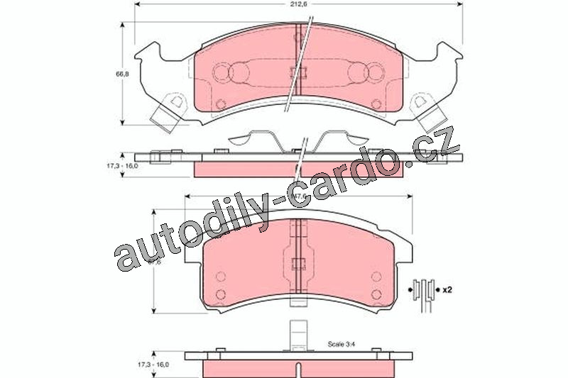 Sada brzdových destiček TRW GDB4054 - PONTIAC TRANS SPORT 93-97