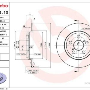 Brzdový kotouč BREMBO 08.B493.10 Brzdový kotouč BREMBO 08.B493.10