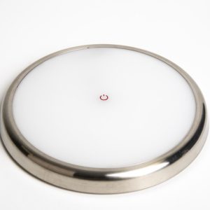Svítidlo stropní LED kulaté Carbest průměr 175-180 mm výška 18 mm 12 V 7 W 450 lm teplá bílá stříbrný lesk krytí IP44 pro karavany a obytná auta 314345