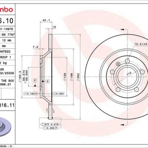 Brzdový kotouč BREMBO 08.A816.11 Brzdový kotouč BREMBO 08.A816.11