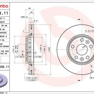 Brzdový kotouč BREMBO 09.D509.11 – RENAULT Brzdový kotouč BREMBO 09.D509.11 – RENAULT